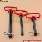 Tractor Red head hitch pin 7/8X6.5" with R Clip black powder coating
