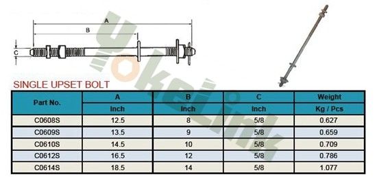 High quality HDG Double Upset spool bolt 5/8 x 18'' for Poleline hardware