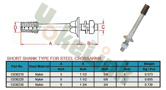 Long shank type Crossarm Pin for wood crossarms For overhead line fitting