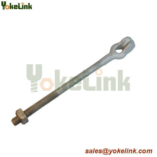 Electric Power Line Fitting Anchor Assembly Hot Dip Galvanized Anchor Bolt Thimble Eye Bolt