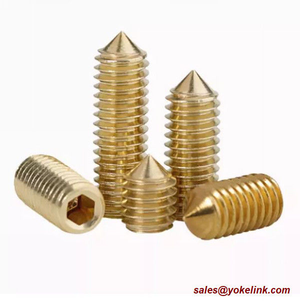ASME B18.3, DIN 914 Brass Socket Set screws with Cone Point, Nylok patch