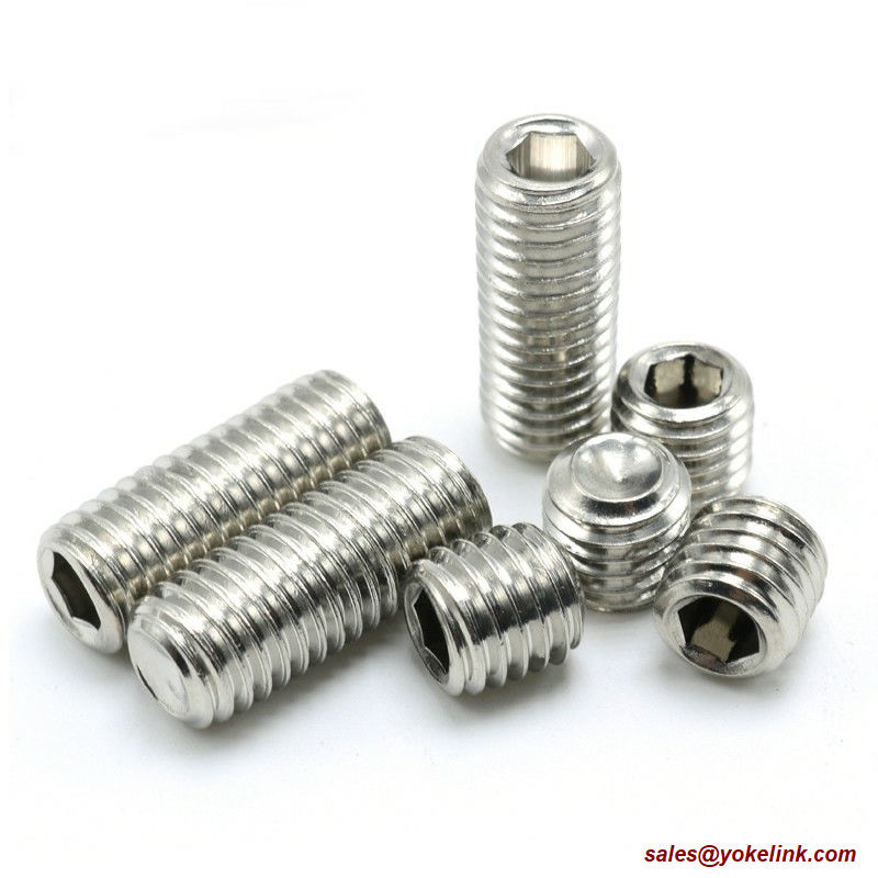ASME B18.3, DIN 916 Stainless Steel Socket Set screws with Cup Point, Nylok patch