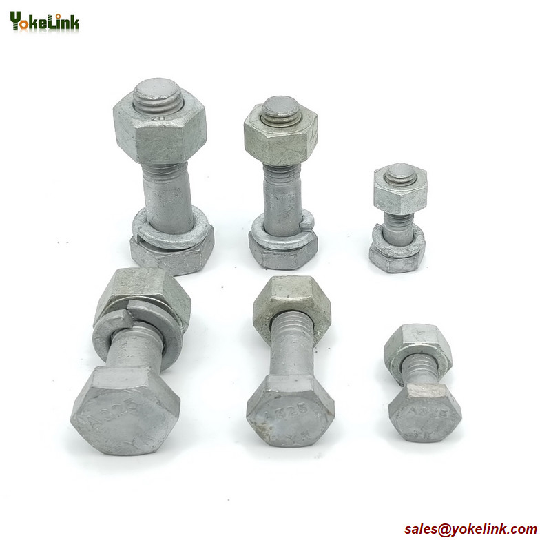 1/2" ASTM F3125 Grade A325 Hot Dipped Galvanized Steel Structural Bolt w/A563 DH Nut & F436 Washer
