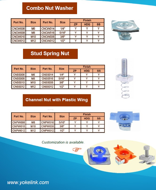 Zinc plating Steel M12 Strut Channel Spring Nut with plastic wing